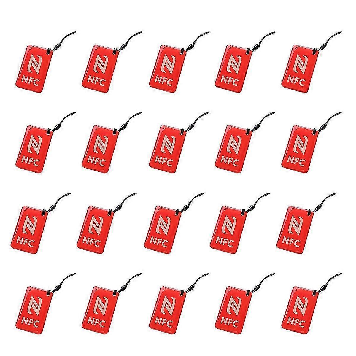 NFC Tags Lable Ntag213 Smart Card for All NFC Enabled Phones - 42x26mm Red, 13.56mhz 20Pcs Smart Business Card NFC