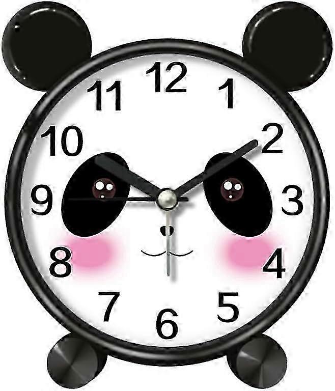 Panda Analog Alarm Clock with Loud No-Tick Movement, Night Light & Snooze Function for Gentle Wake-Up