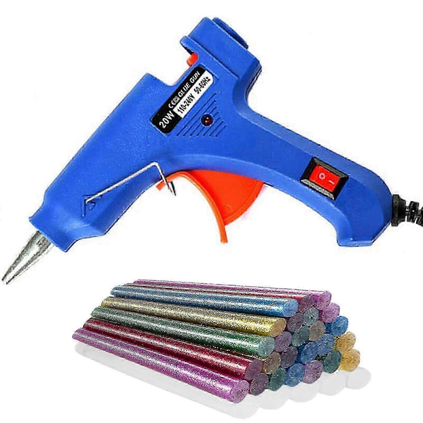 20W Mini Hot Glue Gun with 30 Glue Sticks for DIY Projects, Home Crafts & Quick Repairs (Blue)