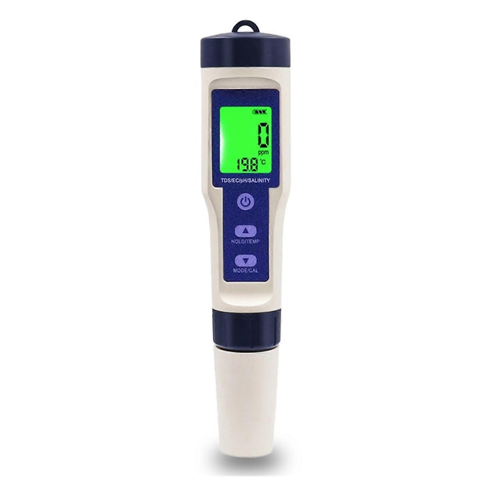 Water Tester 5in1 Water Quality Tester TDS Temp EC PH Salinity Meter LCD Display Aquarium Drinking Water Quality Monitor Hydroponics Tester