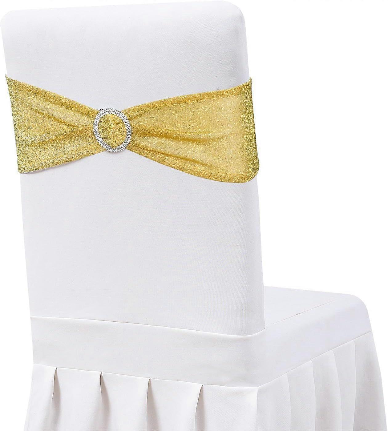 Gold Chair Sashes - Set of 10 Spandex Fabric, Formal/Celebratory Occasion,