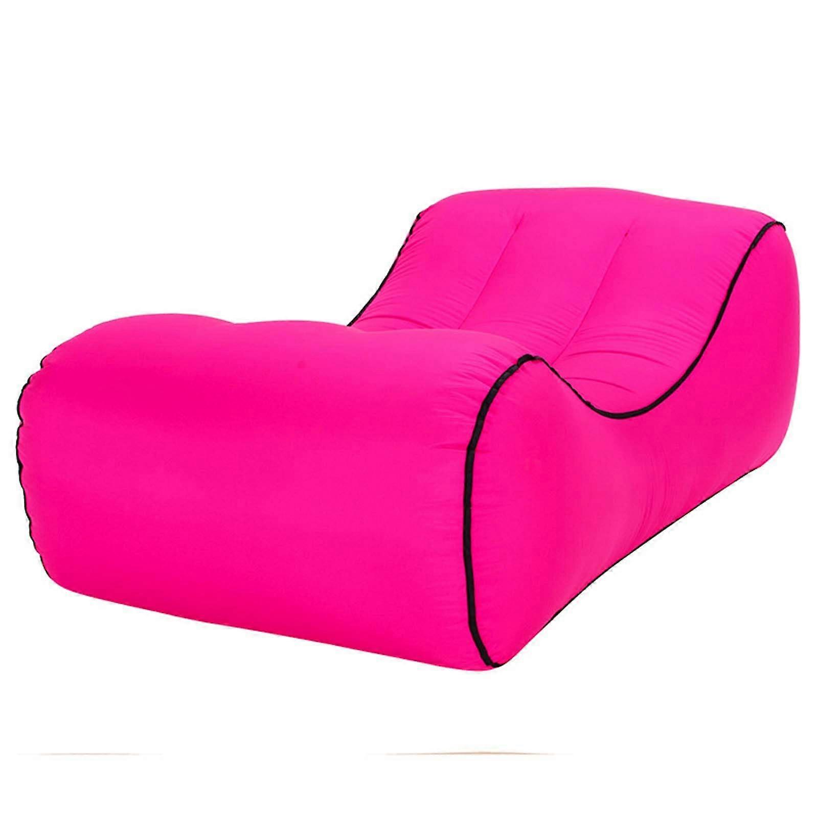 Inflatable Lounger Air Sofa For Adults Portable Lounger Anti Leaking Design Ergonomic Rose Red