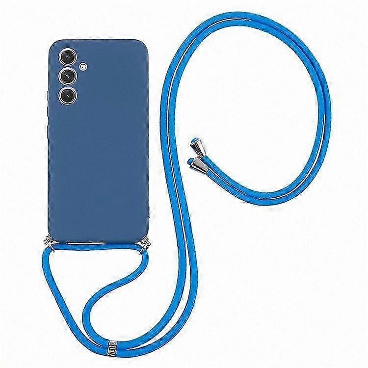 5G Phone Case with Fiber Lining and Long Lanyard for Galaxy A14, Soft TPU Rubberized Cover