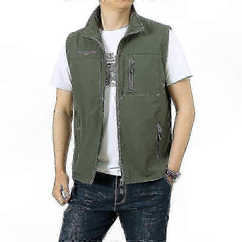 Men's Tactical Vest with Multiple Pockets for Outdoor Activities, Sleeveless Design for Hiking and Fishing, Sizes M-6XL