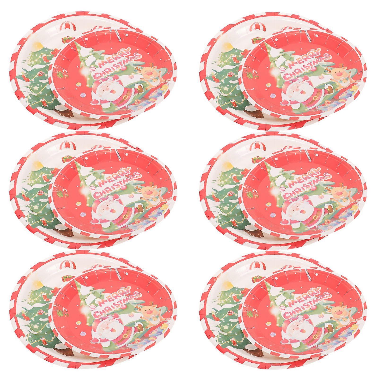 Round Dinner 1 Set 20Pcs Christmas Theme Assorted Color for Holiday Celebration