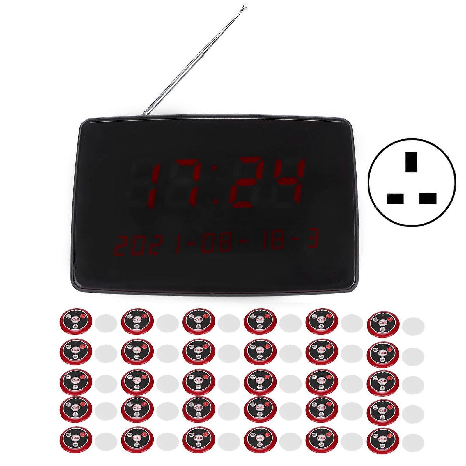 Wireless Calling System with 30 Call Buttons, Durable Adjustable Patient Pager UK Plug