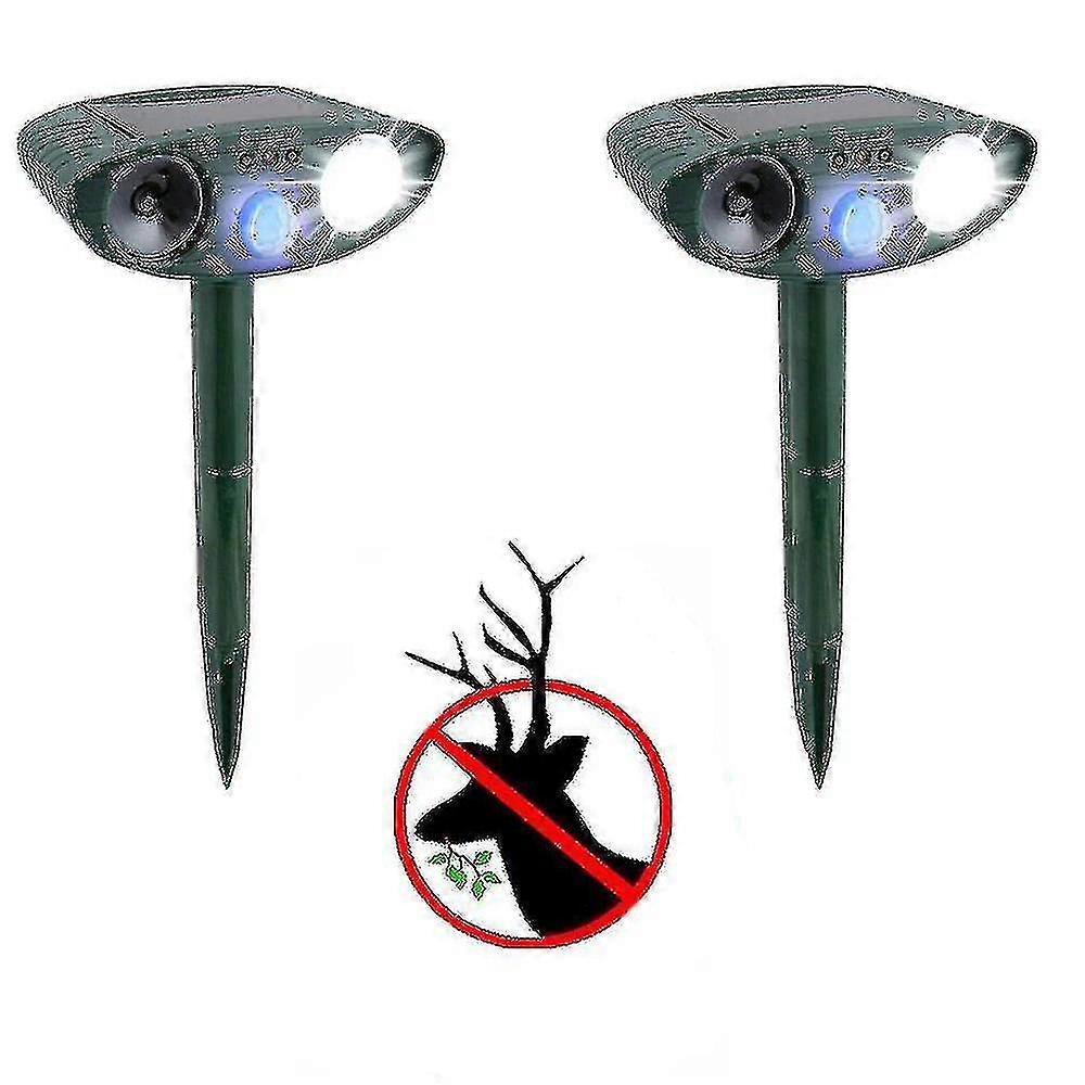 Ultrasonic Deer Deterrent - Solar Powered - 2pc Set - Safe & Humane Repellent