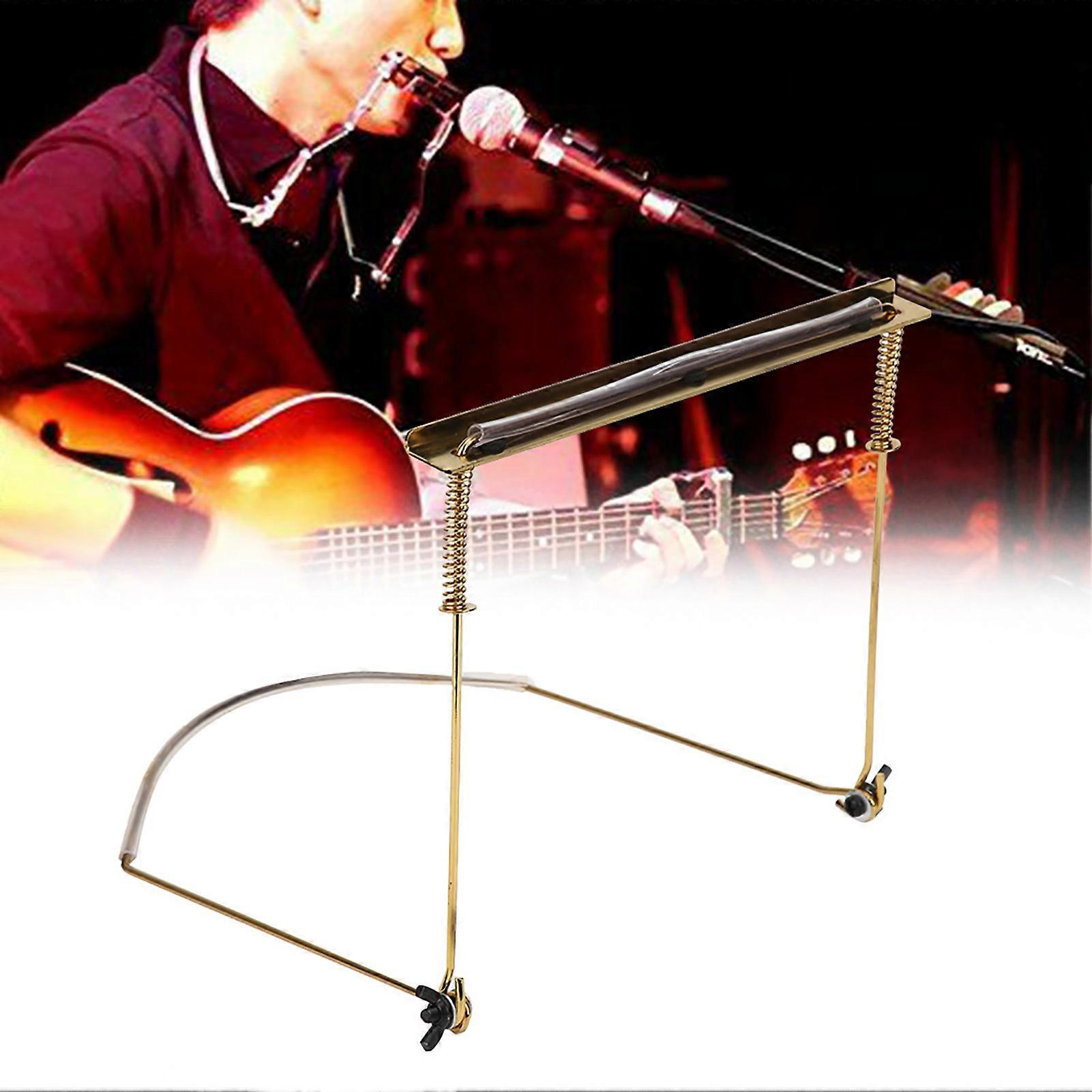 24-Hole Adjustable Harmonica Stand Metal Neck Bracket Gold