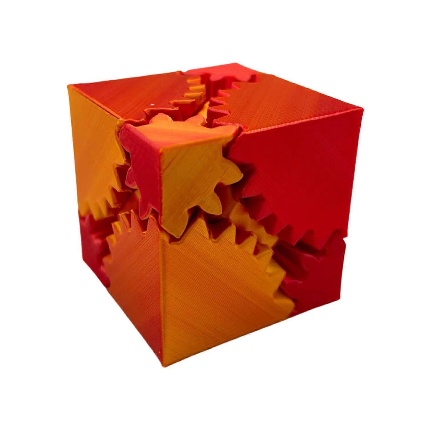 3D Printed Gear Cube Toy Stress Anxiety Relief Spin Cube Travel Portable Gear Square Block Sensory