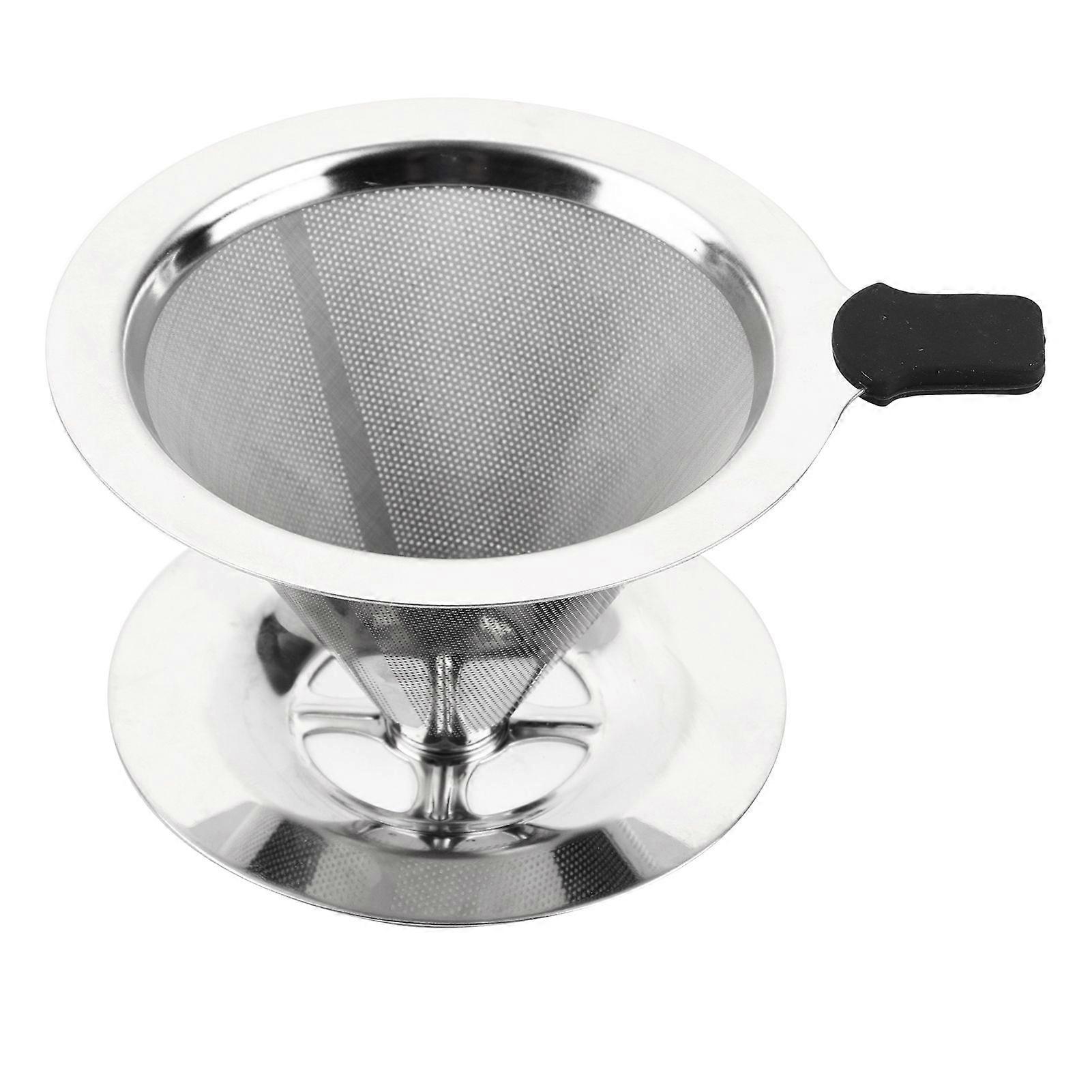 1Pc Stainless Steel Pour Over Coffee Dripper Double Layer Mesh Filter Cup Stand Home Office Use