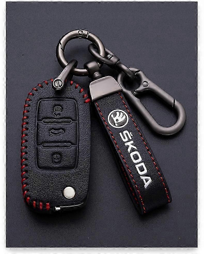 Skoda metallinen nahkainen auton avaimenperä
