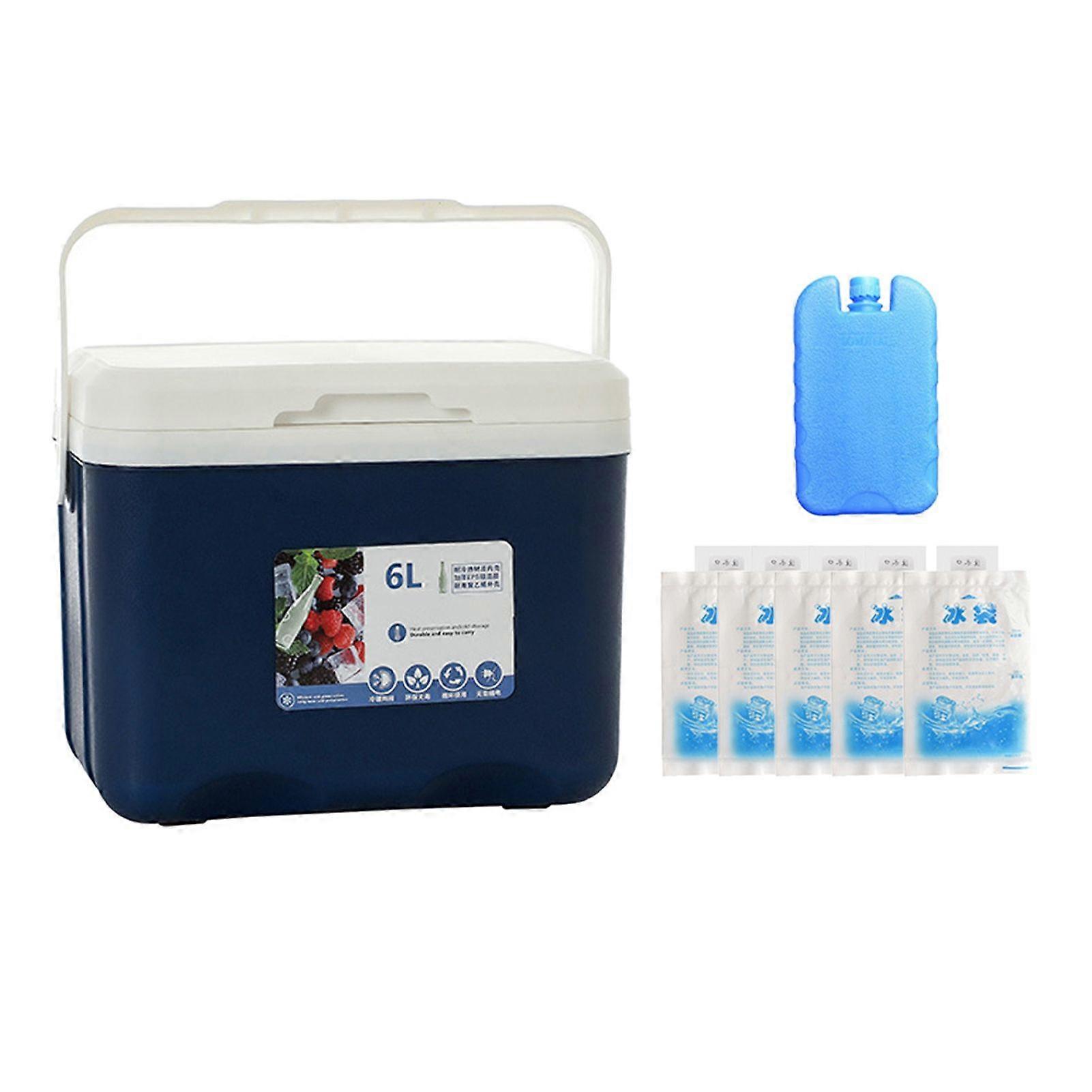 6L Insulated Food Delivery Box Thickened Food Grade PP Liner Heat Cold Insulation Box Container Case Blue