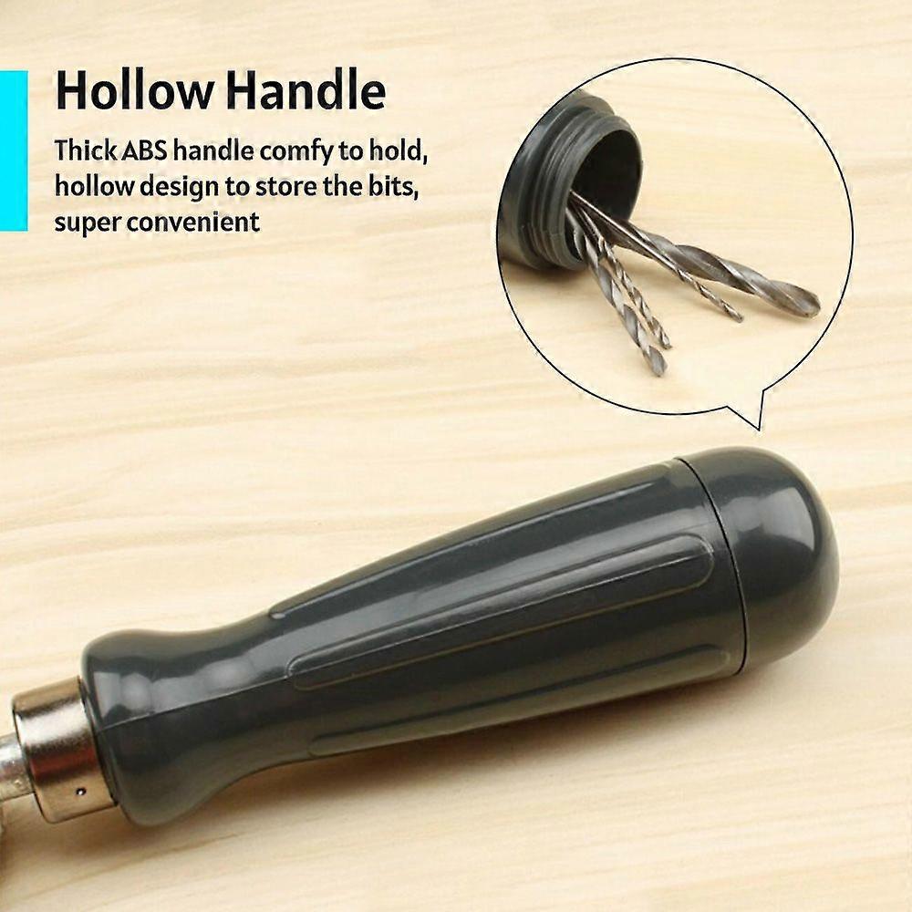 Hand Drill Bits Set 7 in 1 Manual Tool Pin Vises with 5 Pcs Twist Drill Bits Chuck Key Hollow Storage Box 0.6-6mm Precision Clamping for Woodworking W