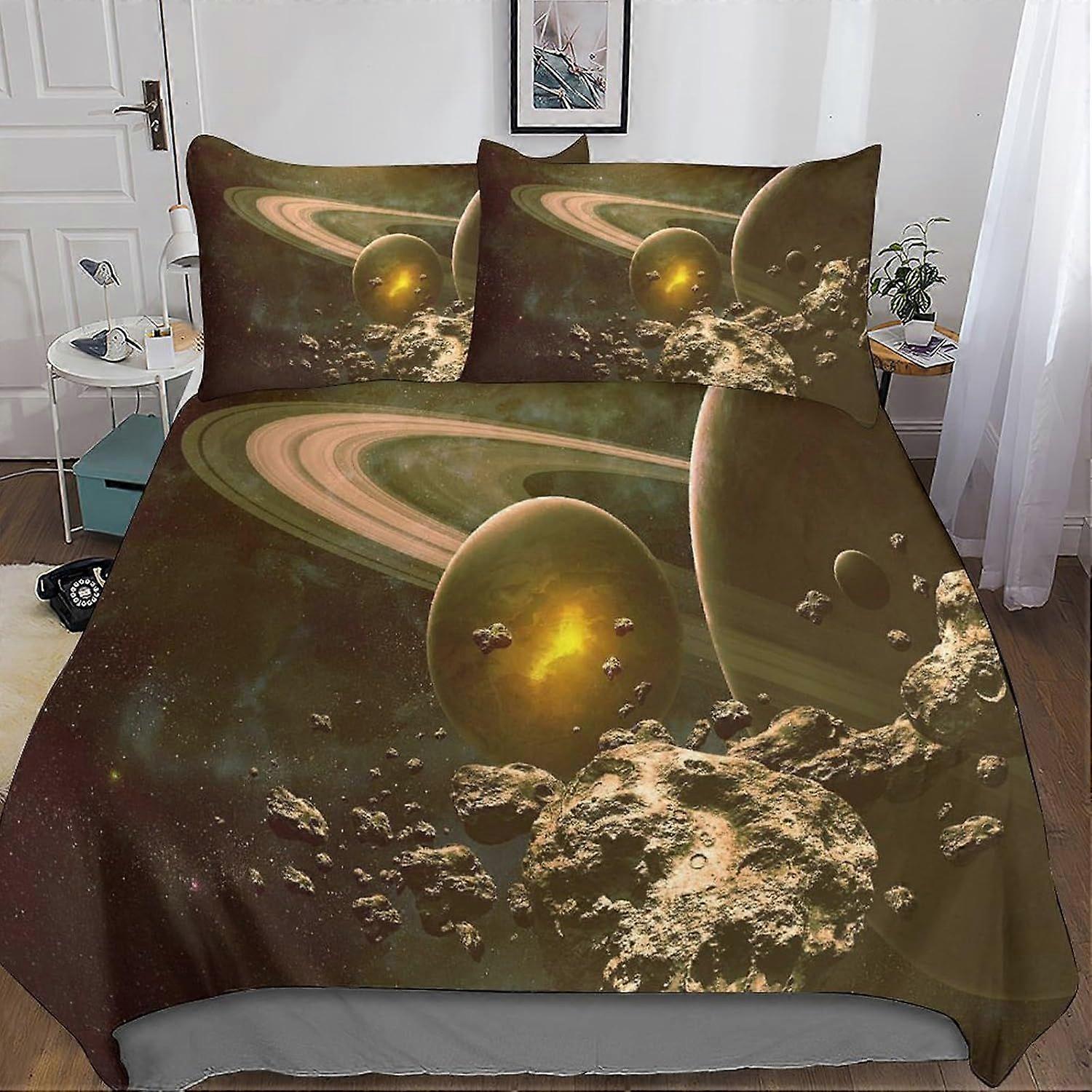 Bedding Single Bed Set Galaxy Printed Duvet Cover Super Soft Microfiber Bedding Set with Zipper with Pillowcases Quilt Cover Hypoallergenic for in Kid