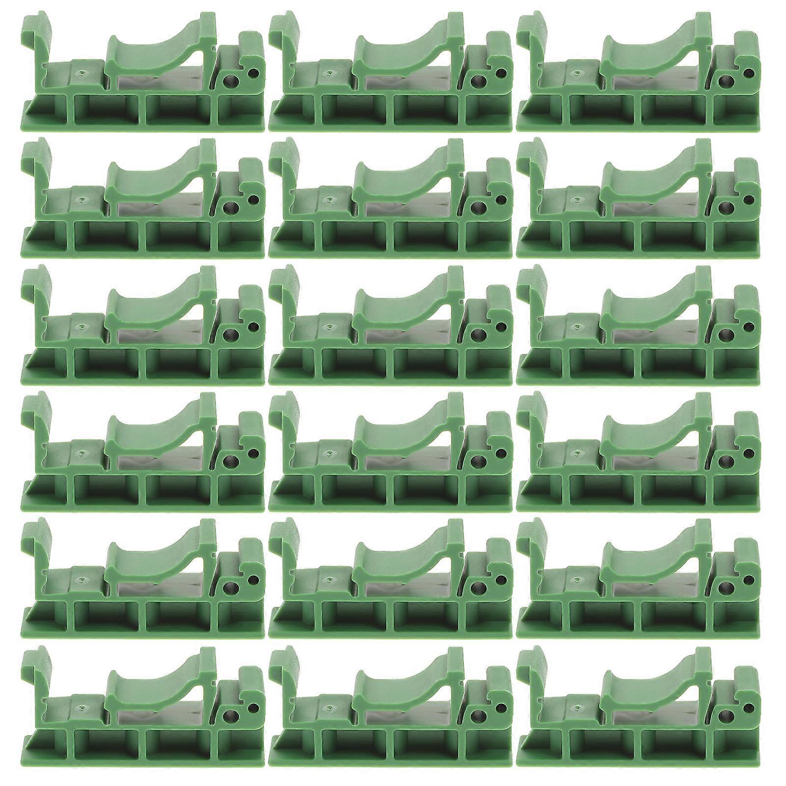 Din Rail Mounting Bracket Holder Din Rail Base for Fixing Use 20Pcs Green