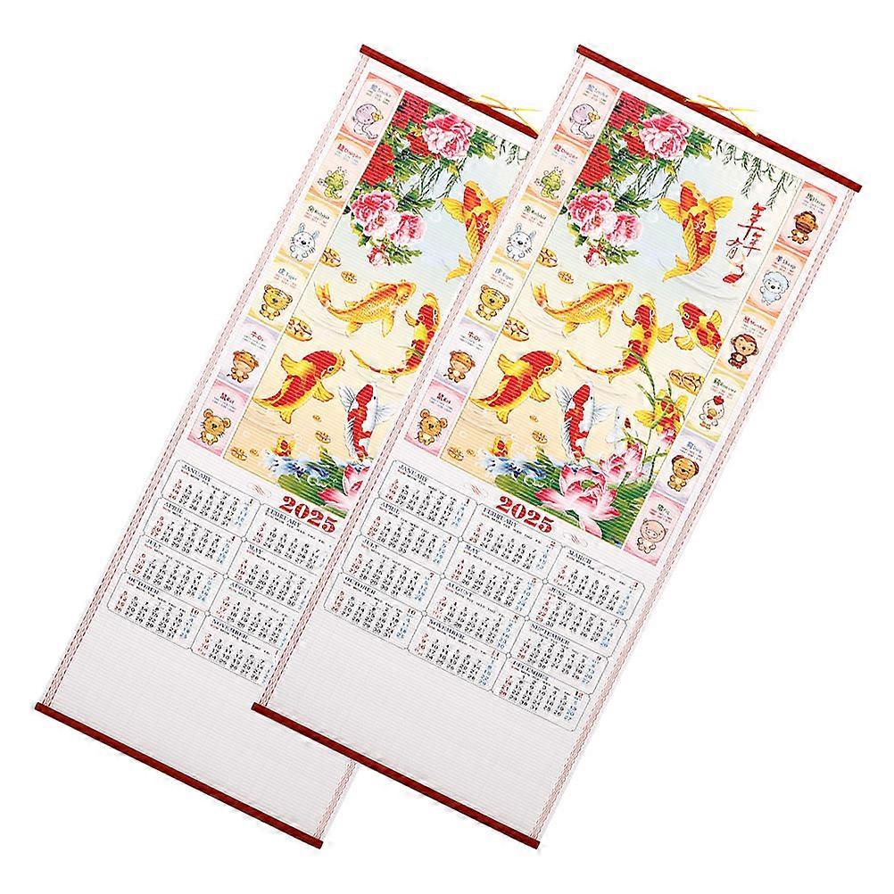 Snake Year Wall Calendar for Home Use 2Pcs Monthly Chinese Lunar Calendar 2025