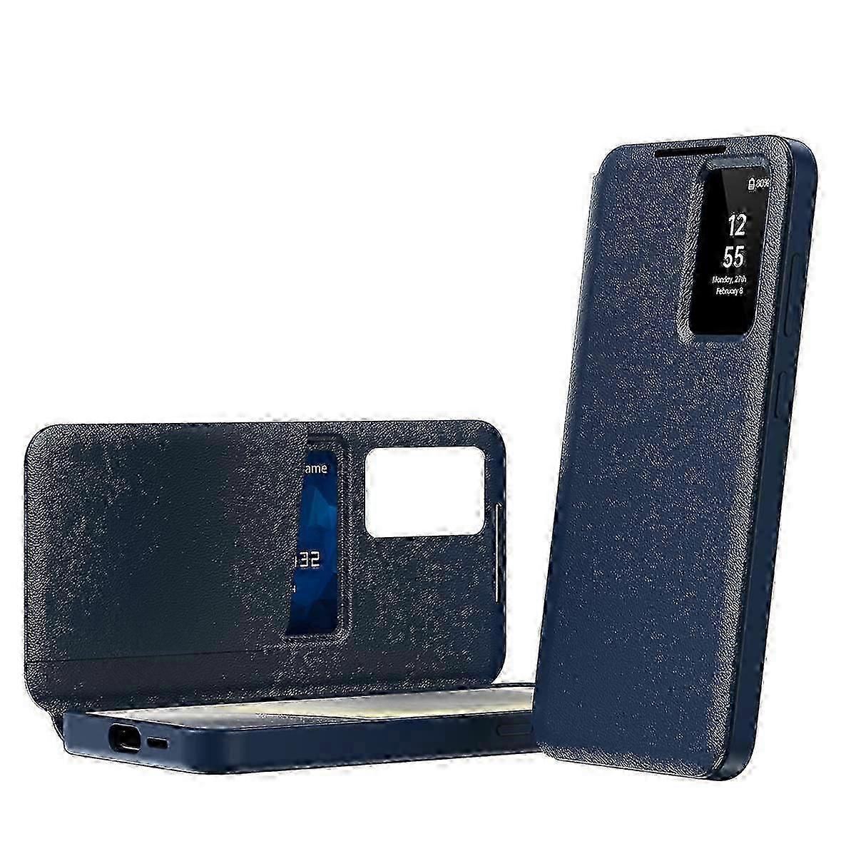 Smart View Window Leather Phone Case with Card Slot - TPU  PC  PU Protective Cover??