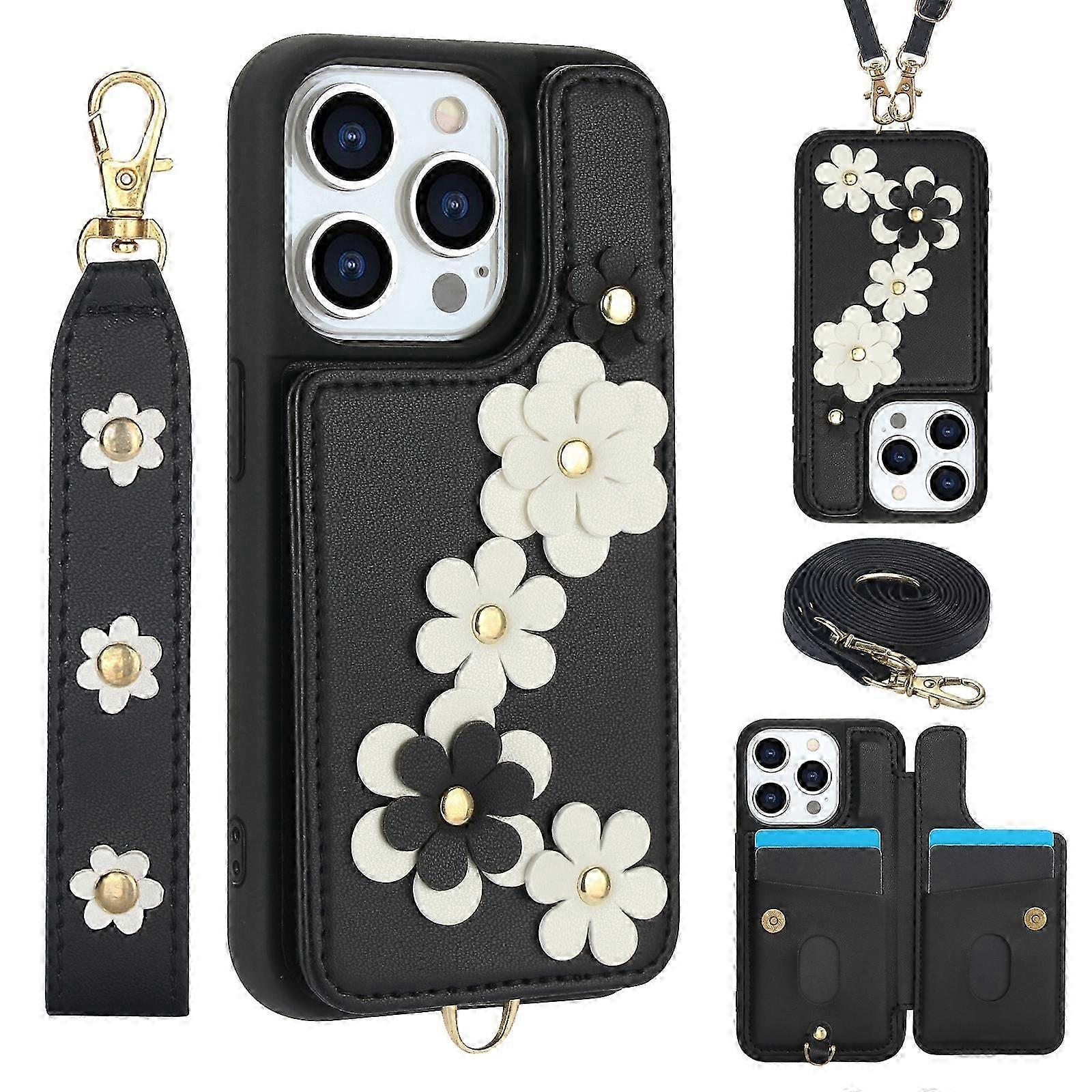 Crossbody Flower Pattern Leather Phone Case 2025