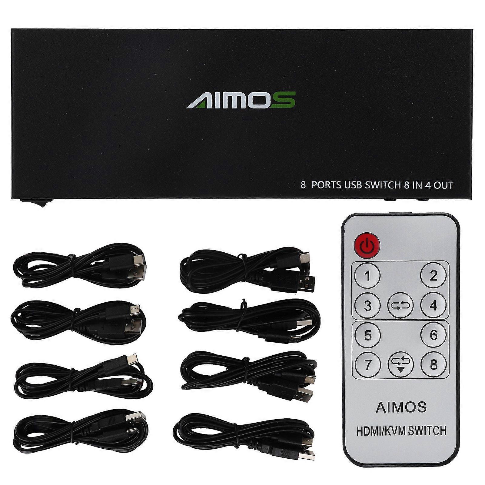 High Definition Multimedia Interface Switcher KVM Converter USB 2.0 8 In 4 Out Remote Control