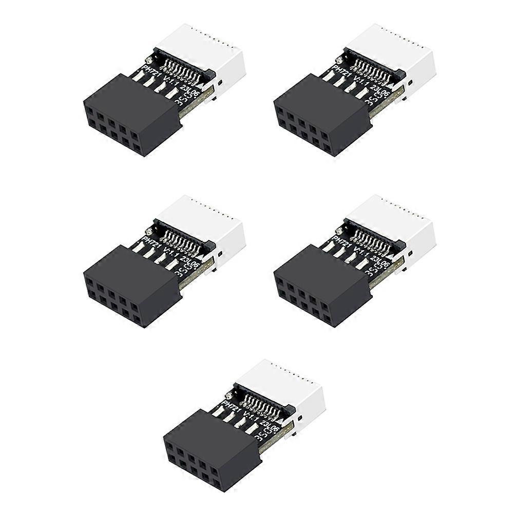5Pcs Mainboard USB 2.0 9-Pin to Type-E 20-Pin Connector Adapter High-Speed USB Header Converter for Enhanced PC