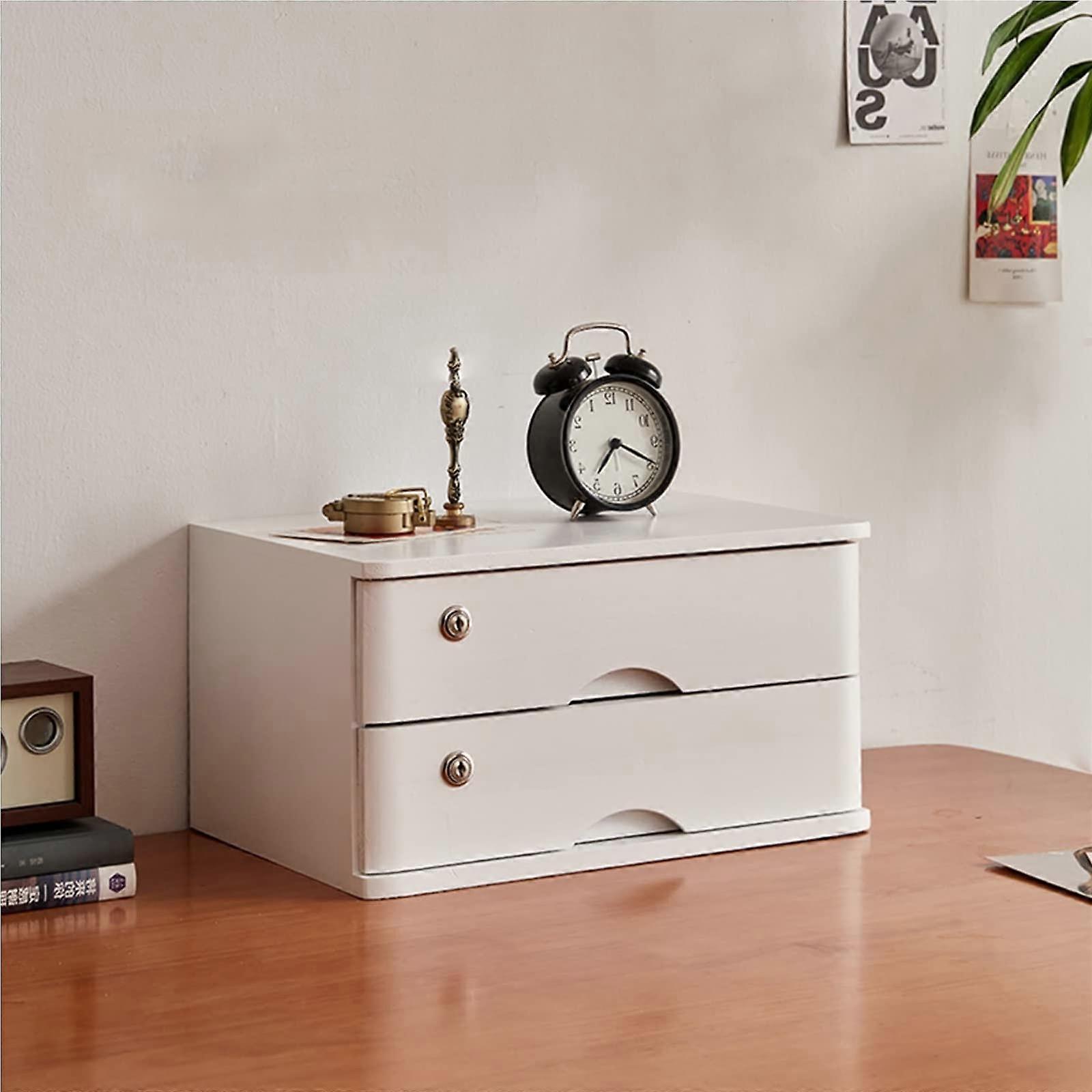 Desktop File Cabinet With Lock Solid Wood White Finish 1 To 4 Tier 2 Drawer
