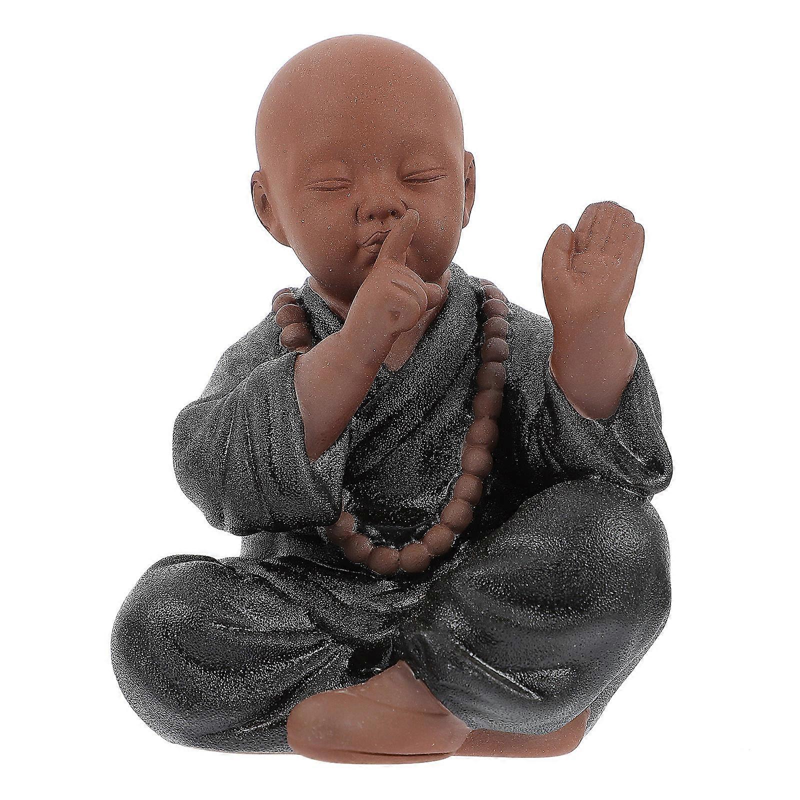 Black Ceramic Miniature Buddha Statue for Tea Pet Decoration
