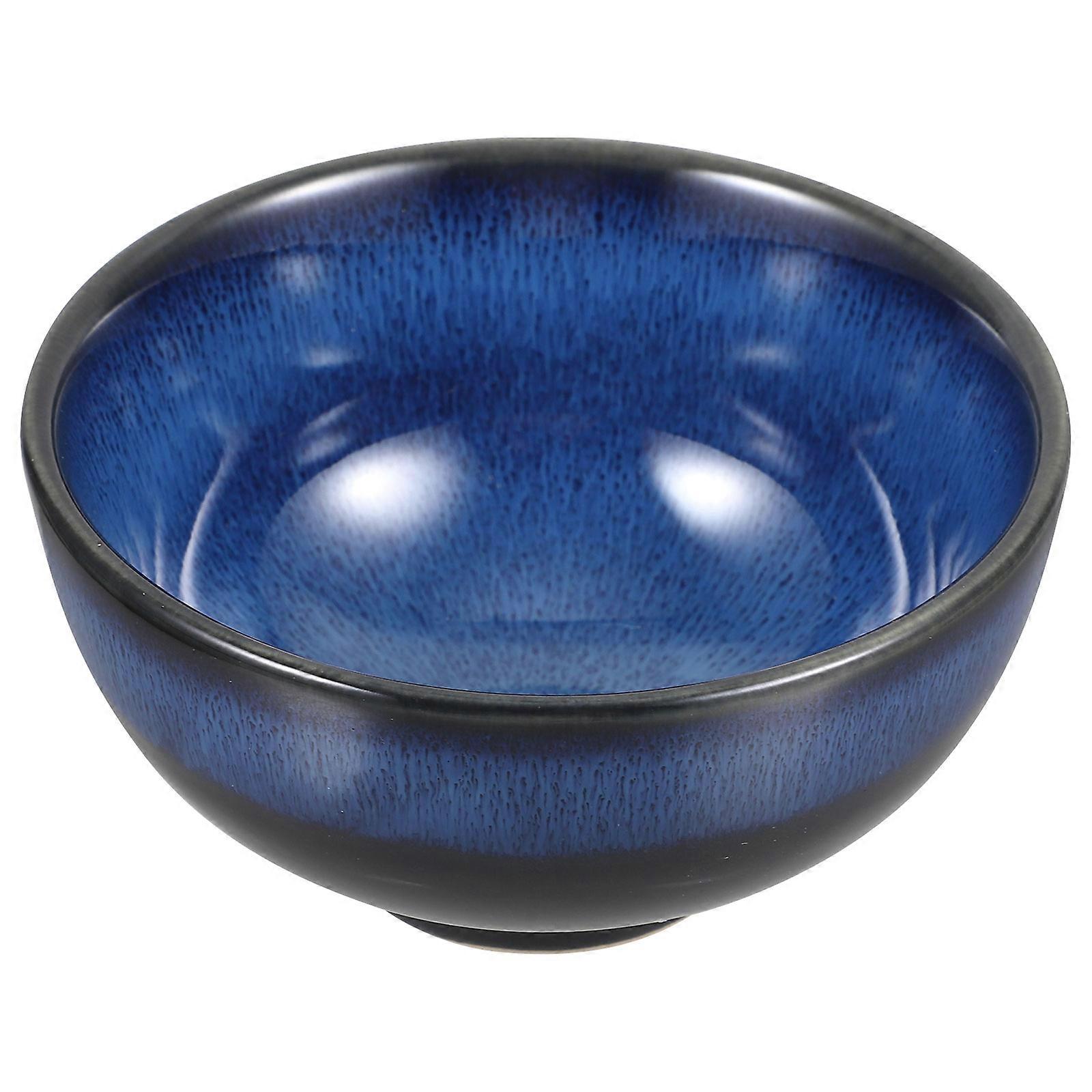 Ceramic Noodle Bowl Set For Dining Home Use Featuring Japanese Style In Blue Color Designed For Food Serving 2Pcs