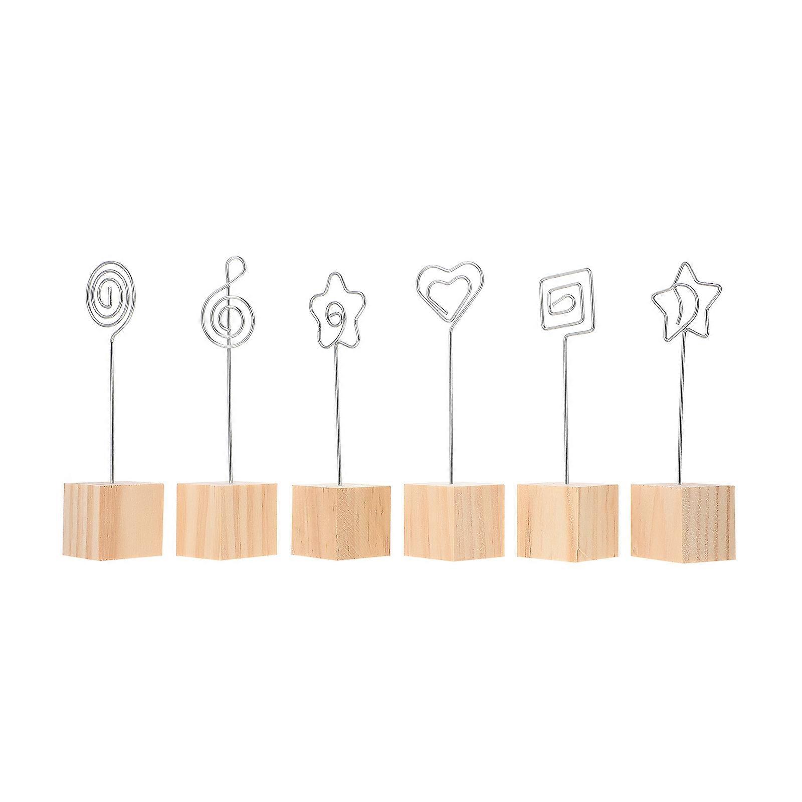 Wooden Base Clip for Holding Use 18Pcs Silver Creative Desktop Holder