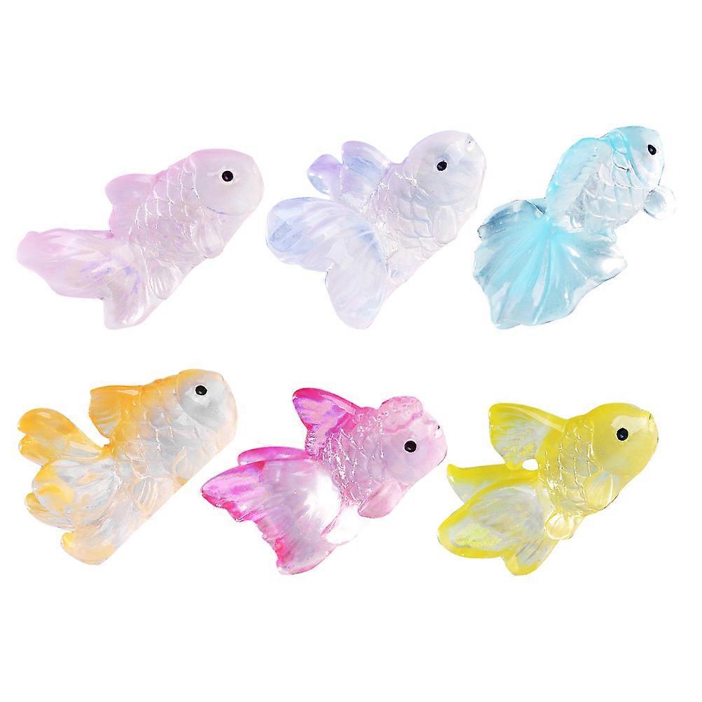 Assorted Color Miniature Goldfish Resin Figures for Home Decor 12Pcs