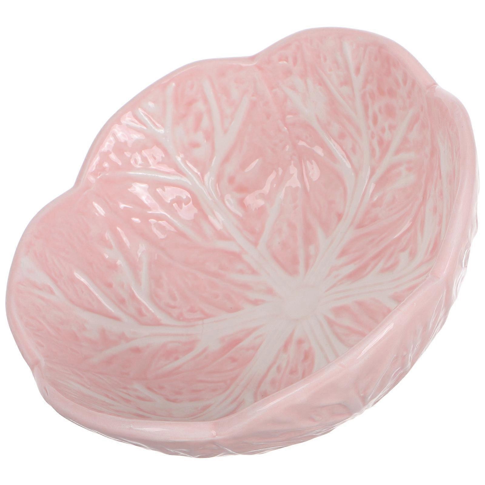 Assiette en céramique rose pour servir des collations, 2 assiettes plates en forme de chou