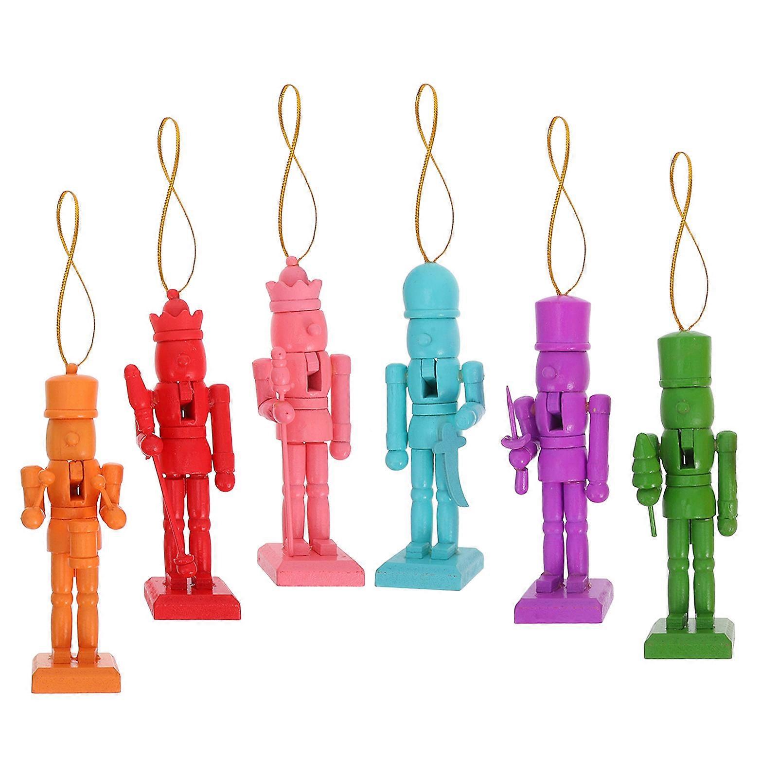 Assorted Color Nutcracker Ornaments Wooden Hanging Decorations 18Pcs