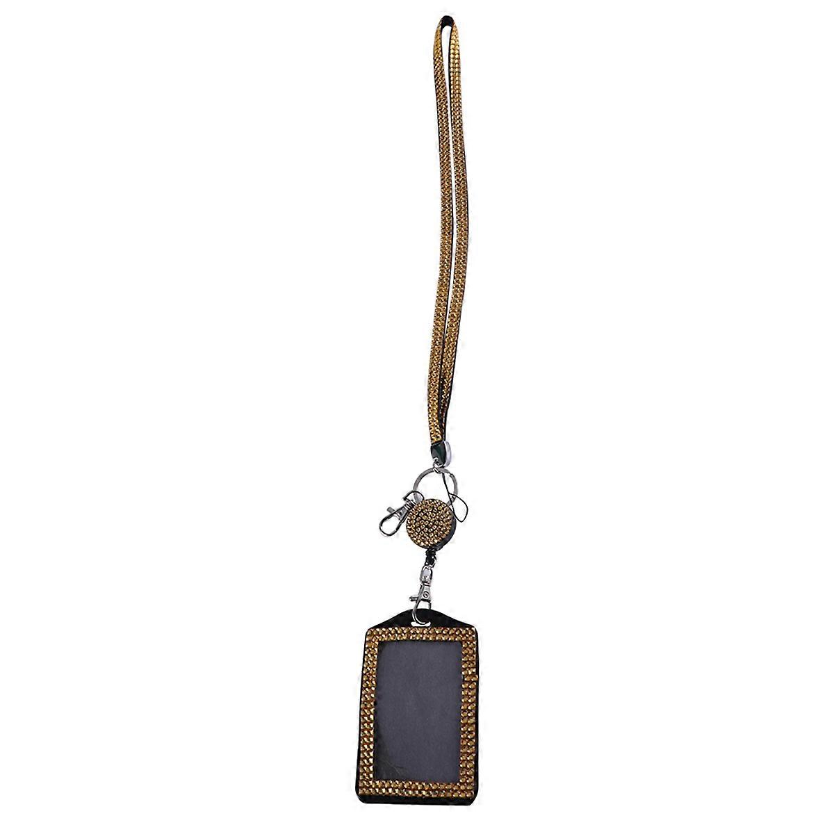 Crystal Badge Holder with Lanyard for Business Card Use 2Pcs Yellow