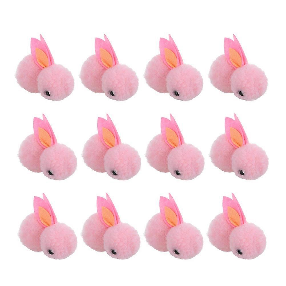 Tiny Bunny Plush Decorative Plush Rabbit Doll for Decor 12Pcs Pink