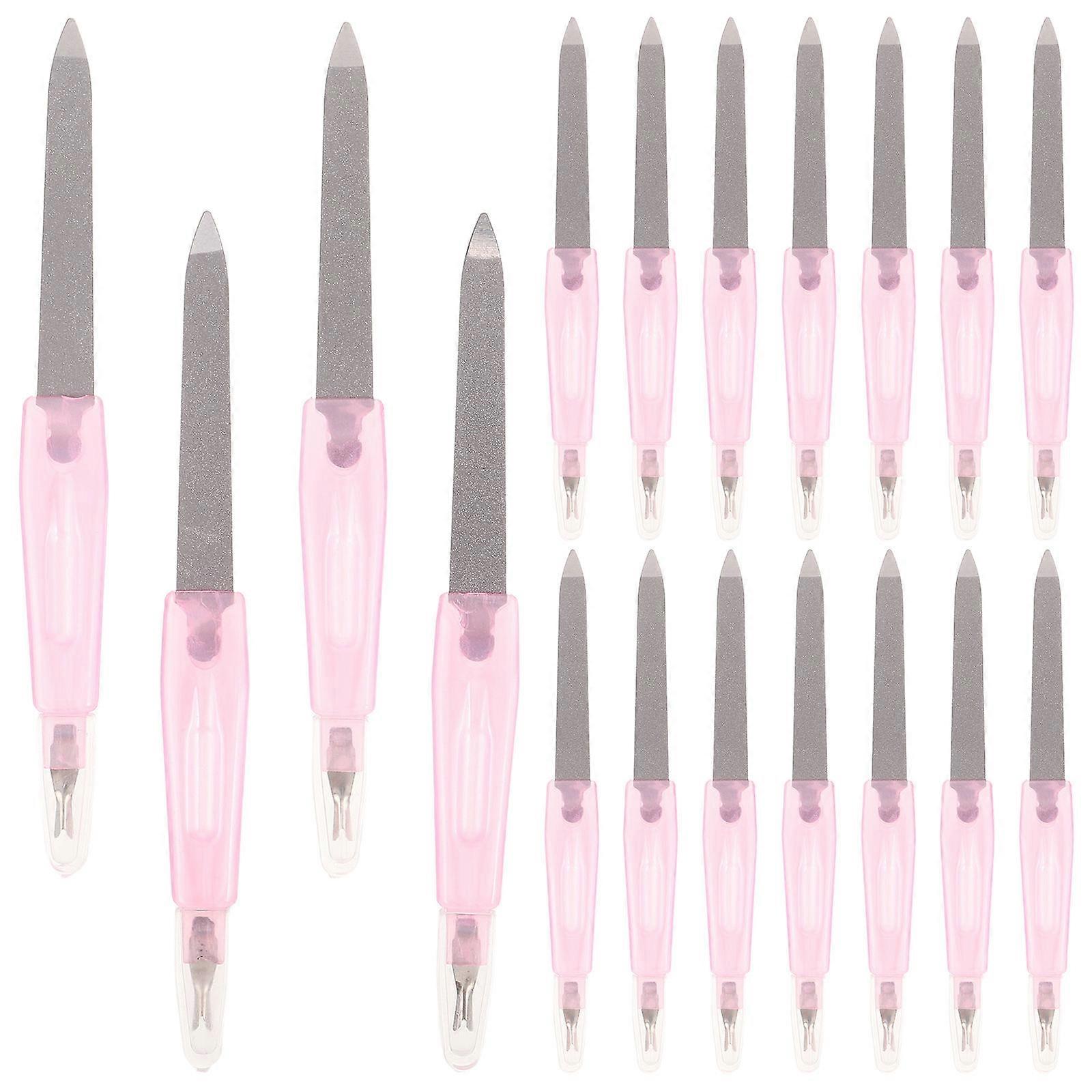 Metal Manicure File Portable for Home Use Pink Stainless Steel Filing 48Pcs