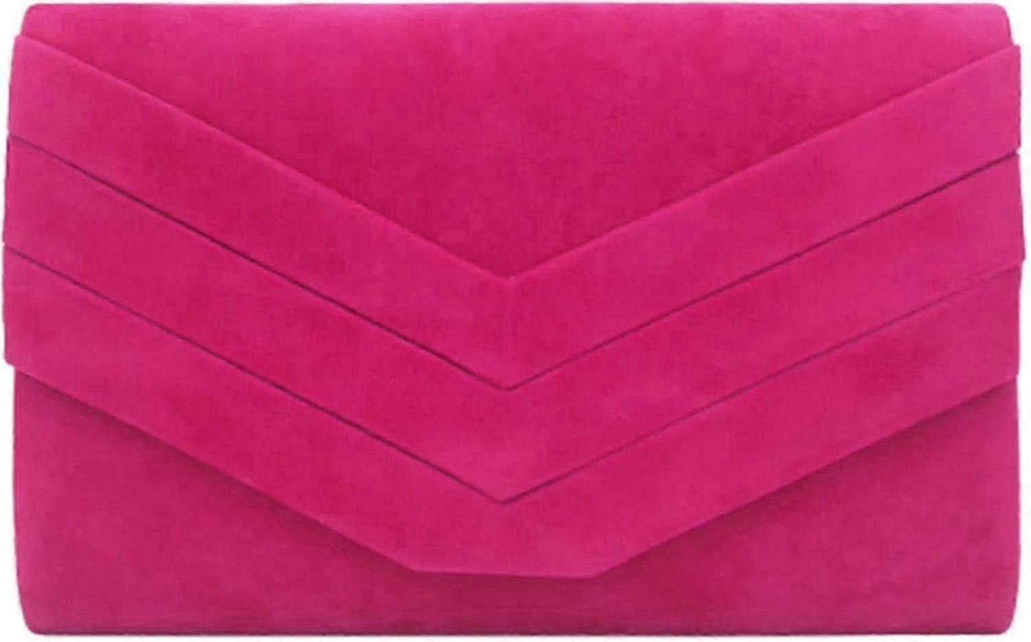 2025 For Alifyt Fuchsia Pink Faux Suede Envelope Clutch for European Evening Galas