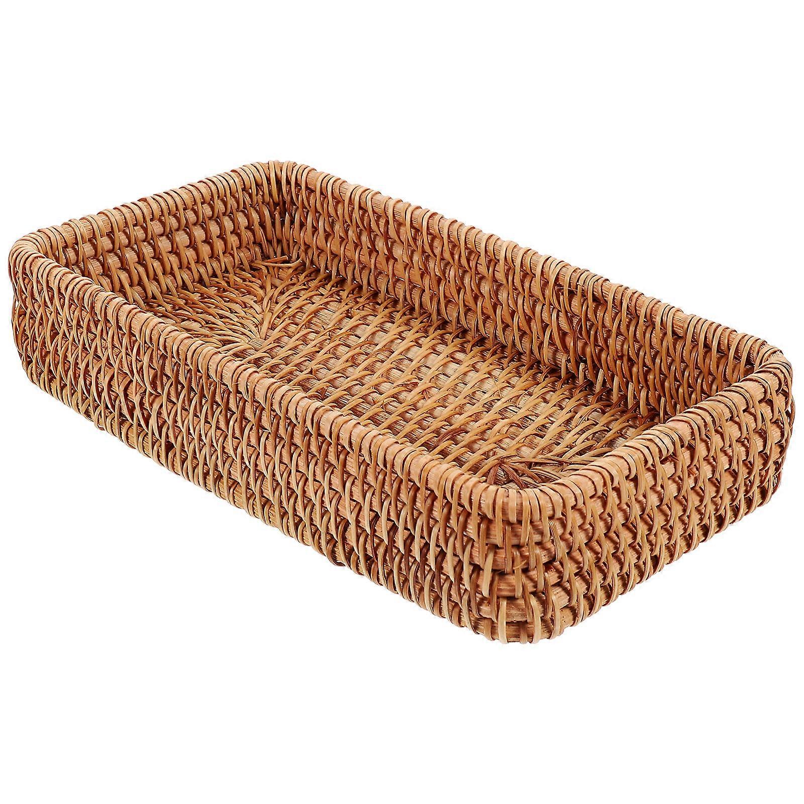 Storage Baskets Rattan Woven Natural Style 8.3×4.4×1.7in Event Organizers 1Pack