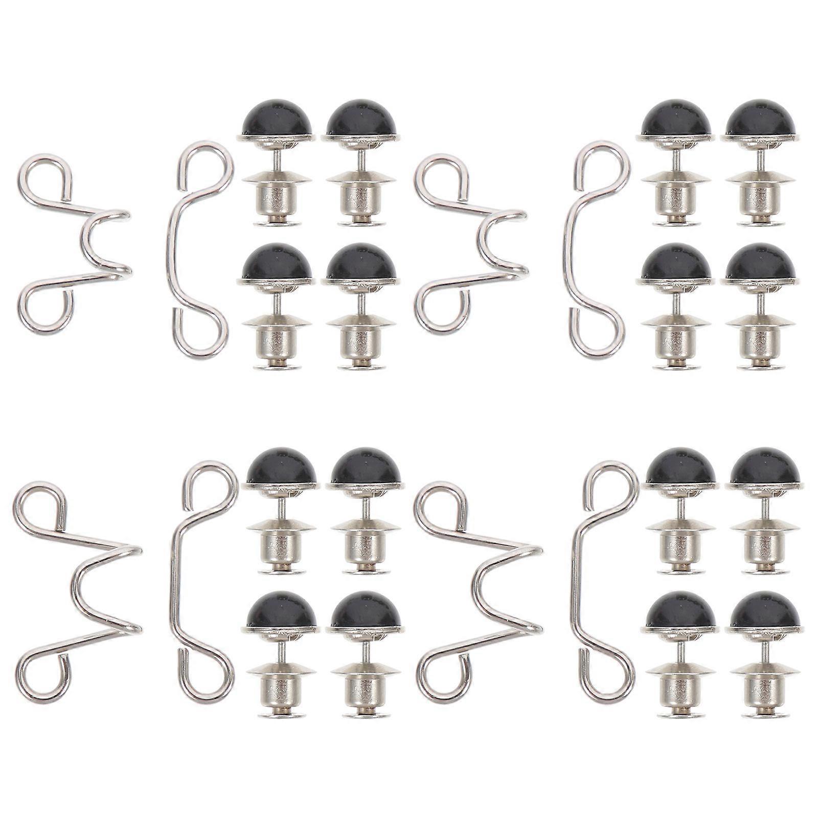 Nail-Free Reusable Buttons For Jeans Adjustable Clip 16 Pcs Rectangular Black Waist Adjustment For Formal Events