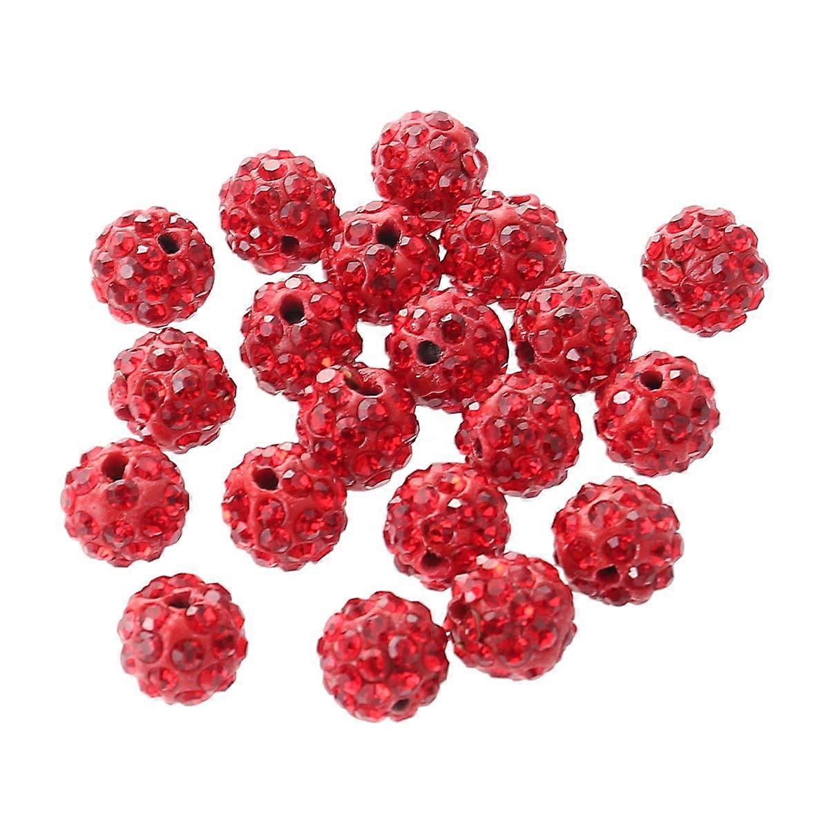 10MM Crystal Clay Czech Disco Balls 20PCS Suitable For Crafts And DIY Projects With Pave Beads In Red Color