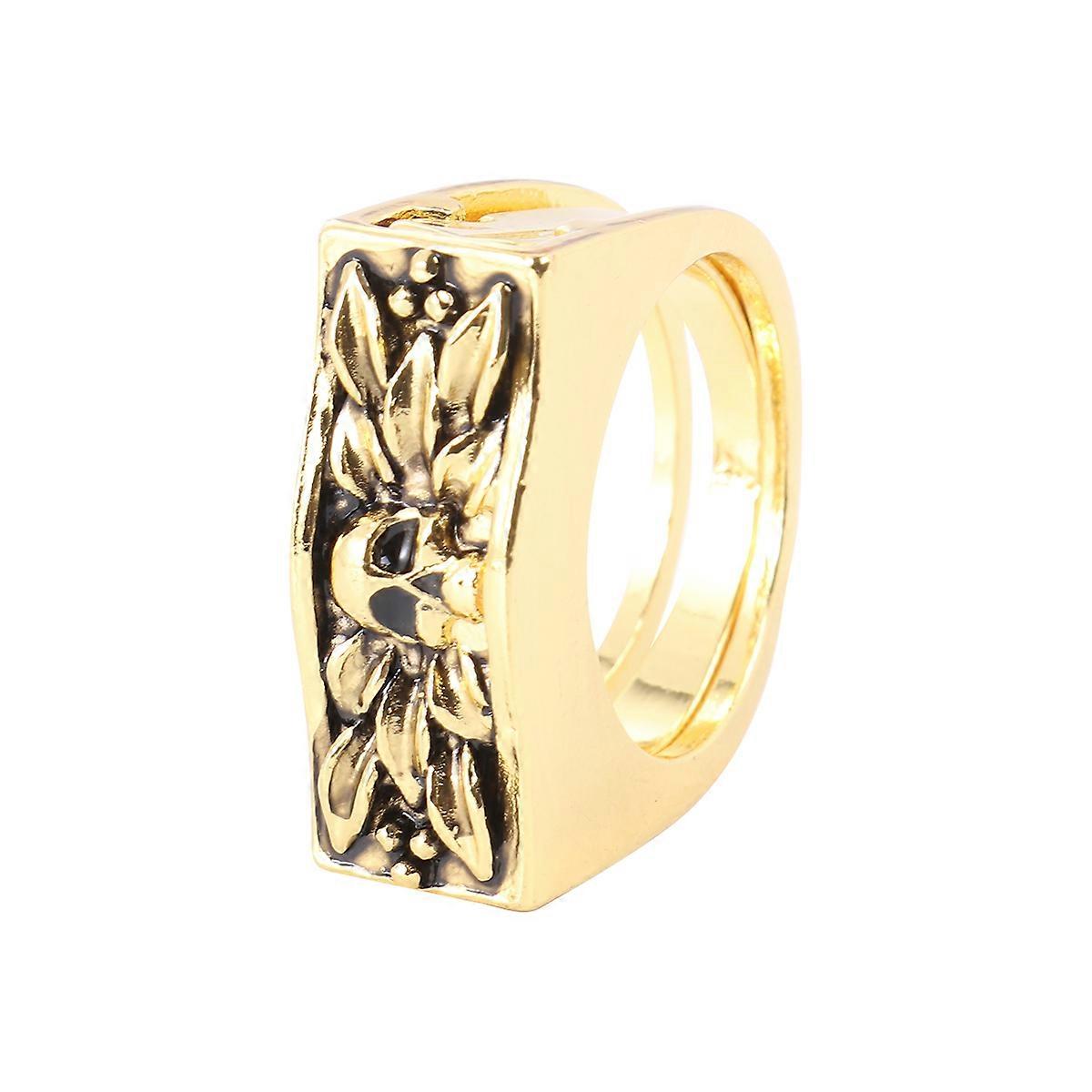 Men's Vintage Skull Jewelry Halloween Finger Ring Golden Alloy 6.21X1.98cm 1Set