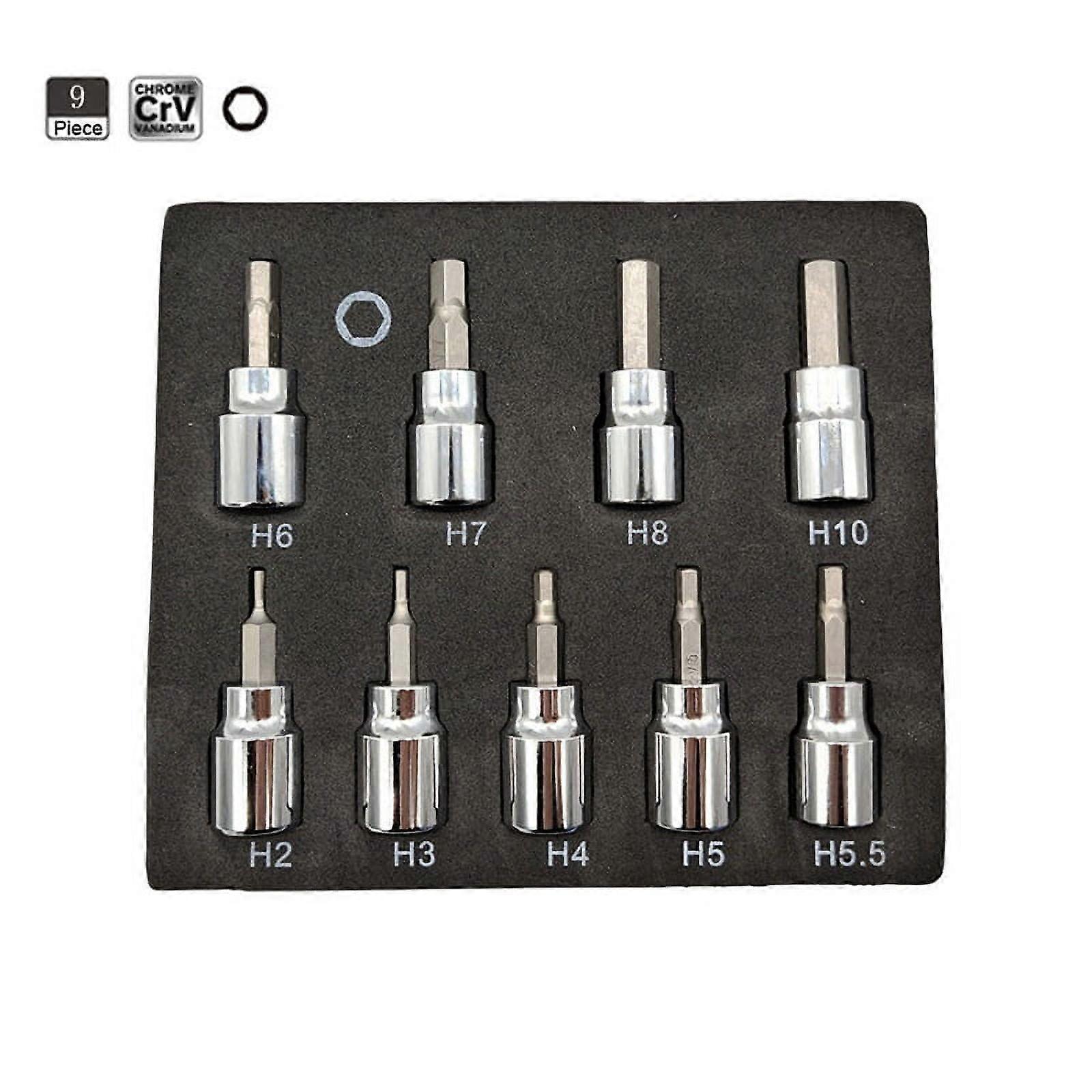ckepdyeh 9-Piece Set of 3/8 Hexagonal Press Sleeve Star Press Sleeve H2-H10