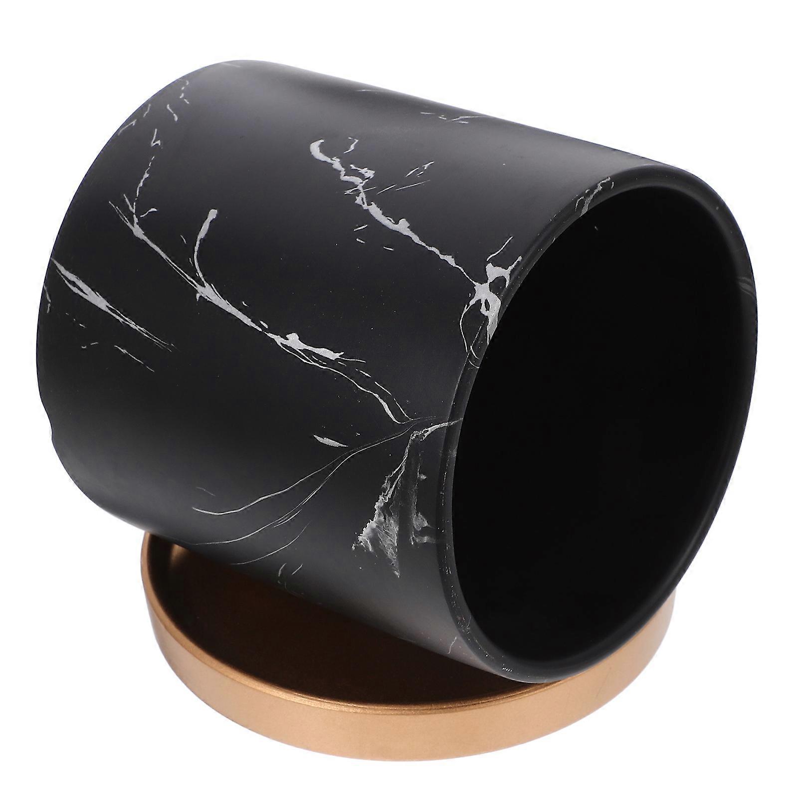 Cylindrical Flowerpot Ceramic Pot for Home Use 3Pcs with Tray