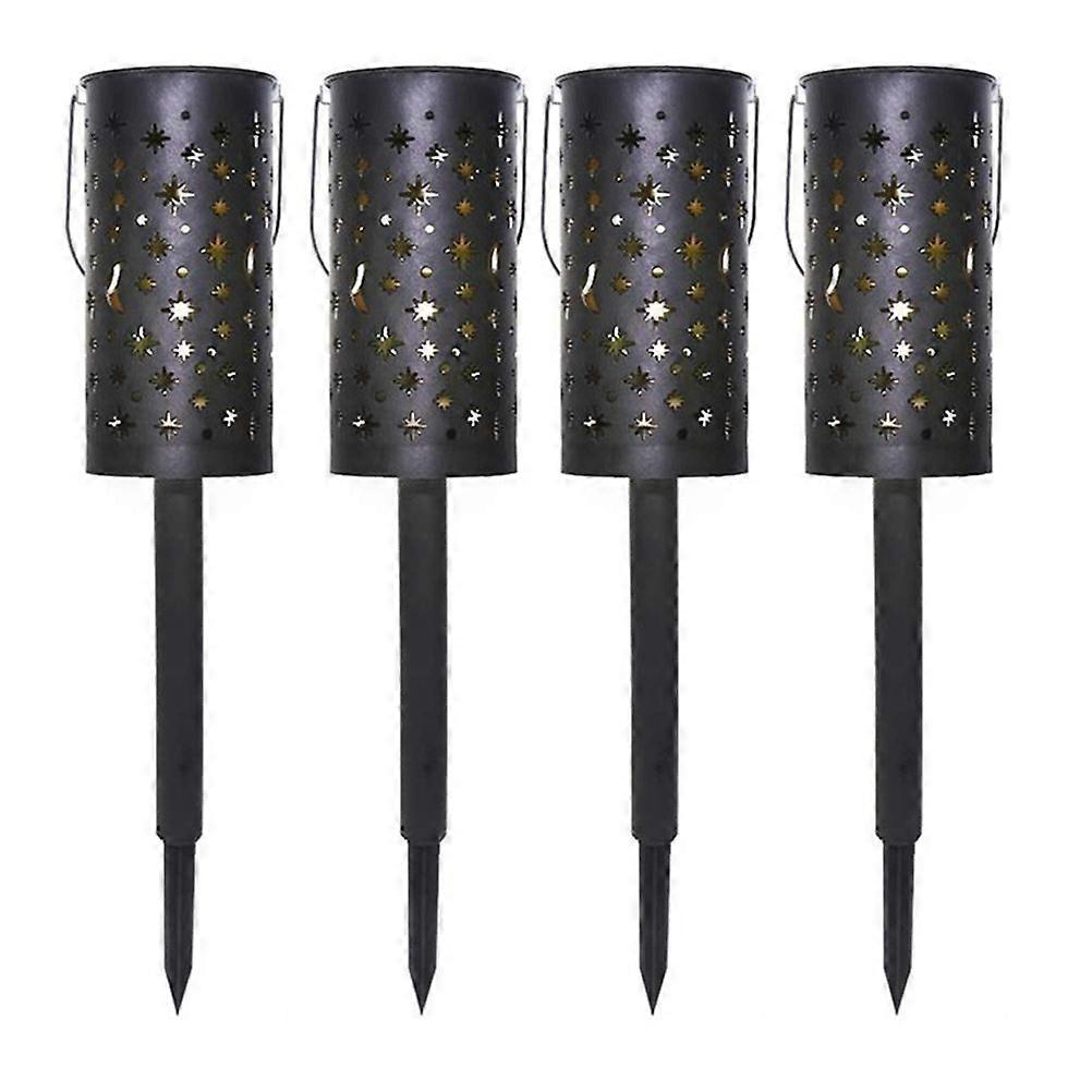 Solar Garden Stake Light for Lighting Use 4Pcs Black Iron Material