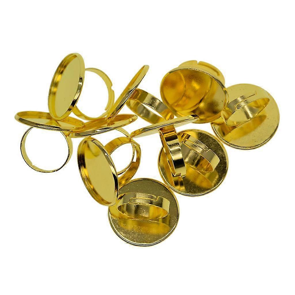 10x Adjustable Ring Base Blanks Ring Findings for 25mm Cabochon Golden
