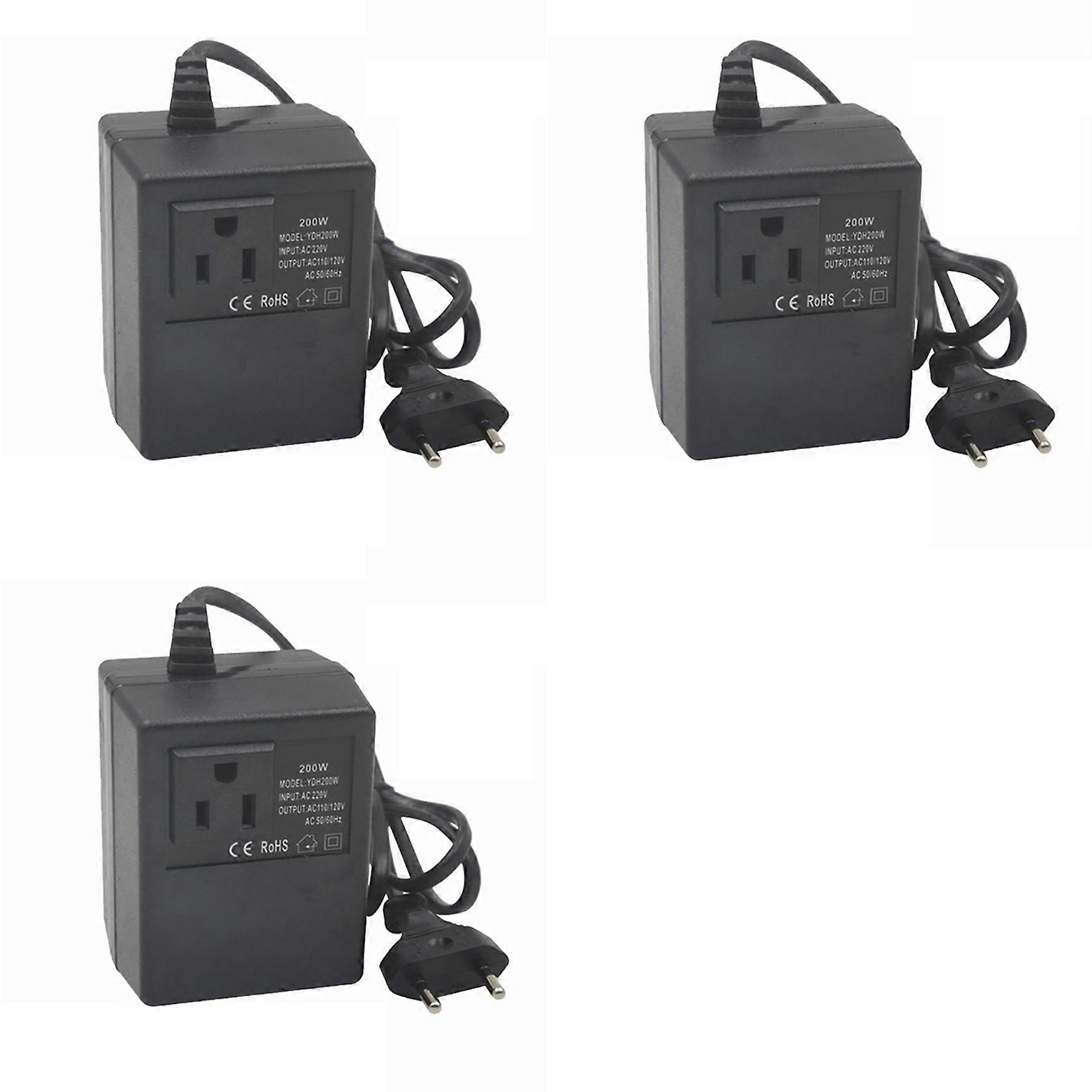 3X Power Transformer Voltage Regulator 220V to 110V Voltage Converter Step-Down Transformer Invert 200W EU Plug