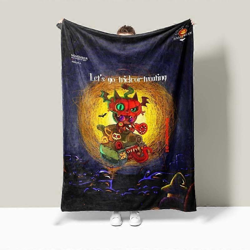 Halloween Fleece Blanket Scary Pumpkin Crossover Blanket Air Conditioning Blanket Printed Blanket All Season Blanket