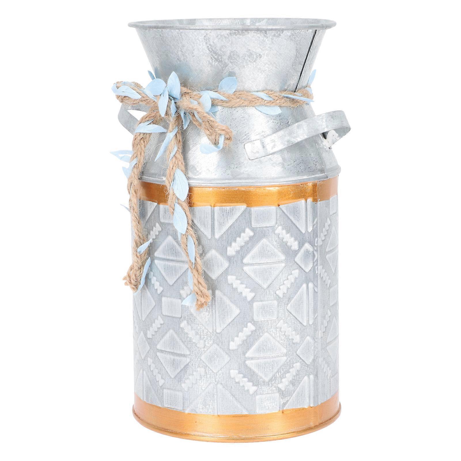 Vase Iron Art Flower Bucket for Flower Arrangement 2Pcs Assorted Color