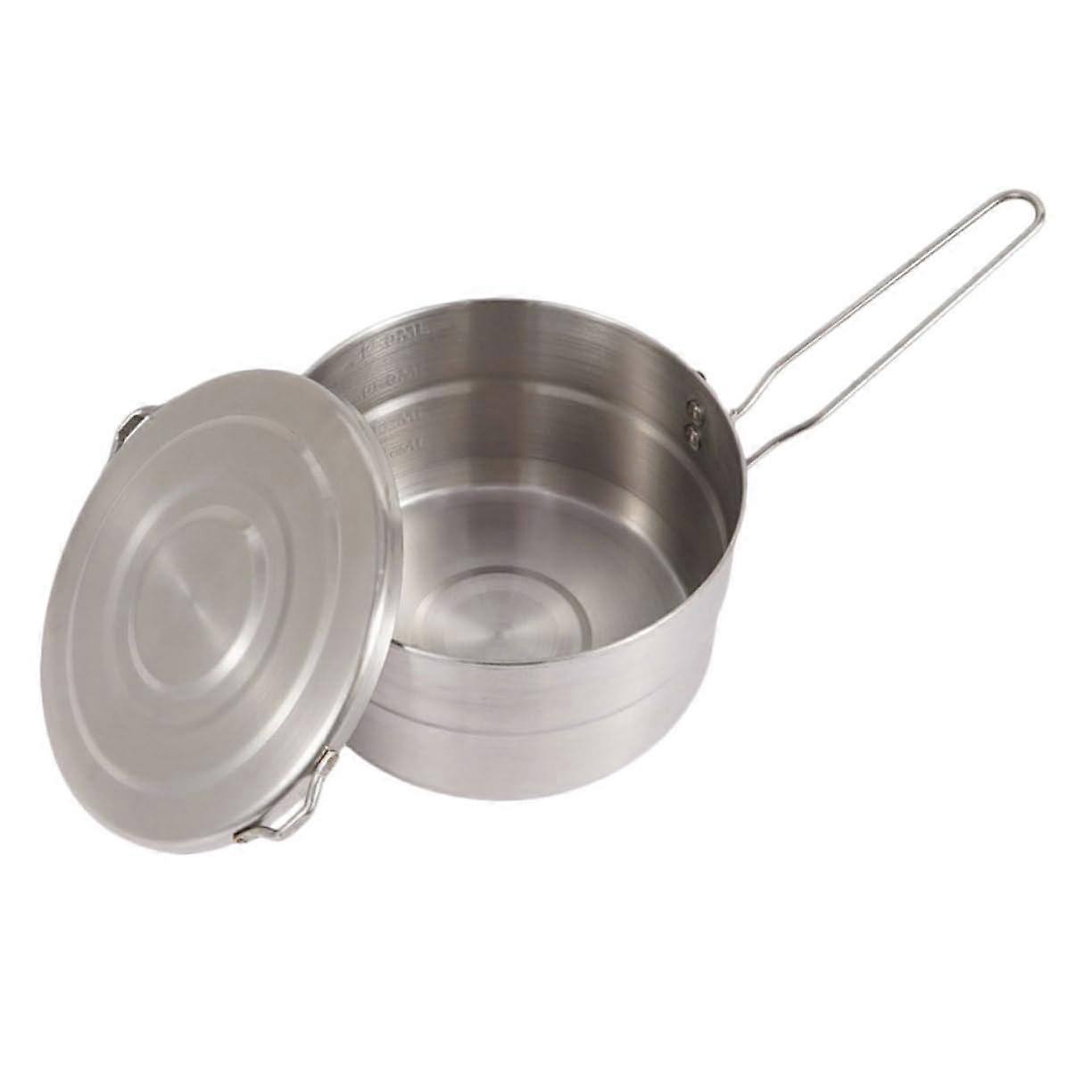 Portable Stainless Steel Camping Pot With Foldable Handle Lightweight Outdoor Cookware For Backpacking And Hiking