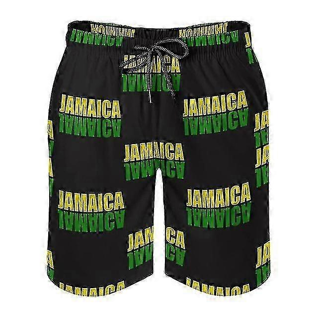 3D Printed Jamaican Flag Swim Trunks Quick Dry Beach Shorts