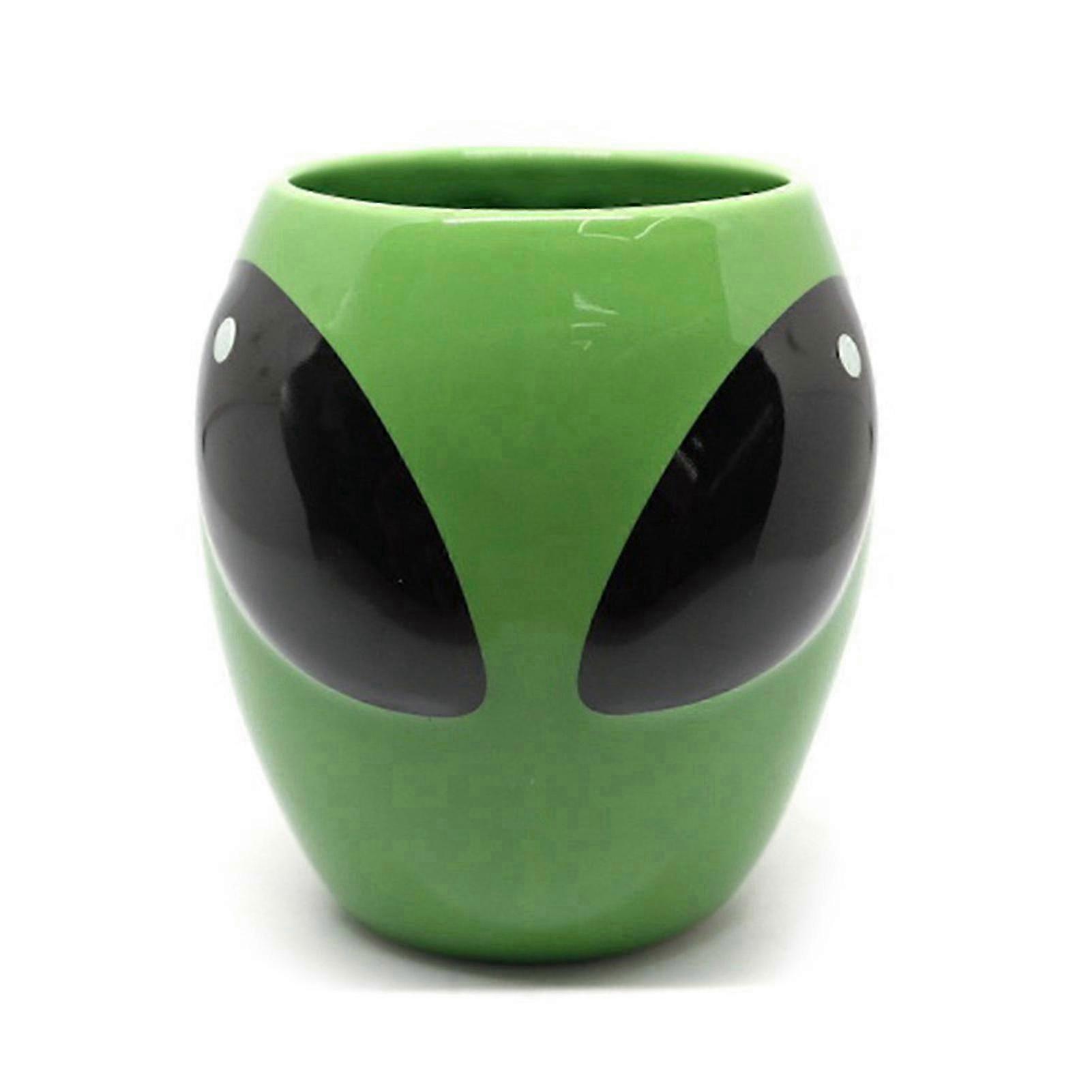 2025 Green Alien Ceramic Coffee Mug with Smooth Edges Space Universe UFO Office