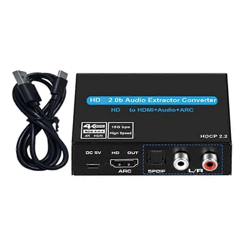 Extrator de áudio HDMI 2.0 4K 60Hz com suporte para switch ARC de áudio HDMI 2.0 HD-MI de 5.1 canais com áudio estéreo Toslink para TV PS4